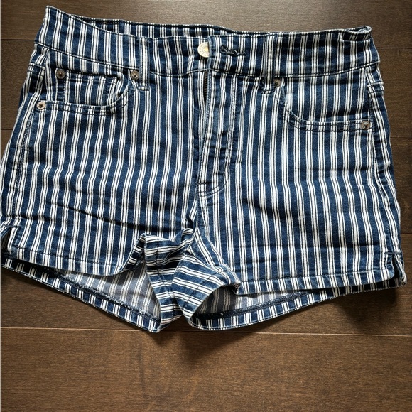 AMERICAN EAGLE HIGH RISE STRIPY SHORTS - Picture 1 of 4
